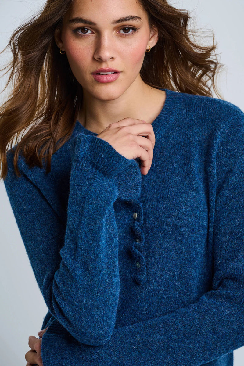 Lisa Todd The Allure Henley sweater - Denim - Fifi & Moose BoutiqueFifi & Moose BoutiqueFifi & Moose BoutiqueClothing