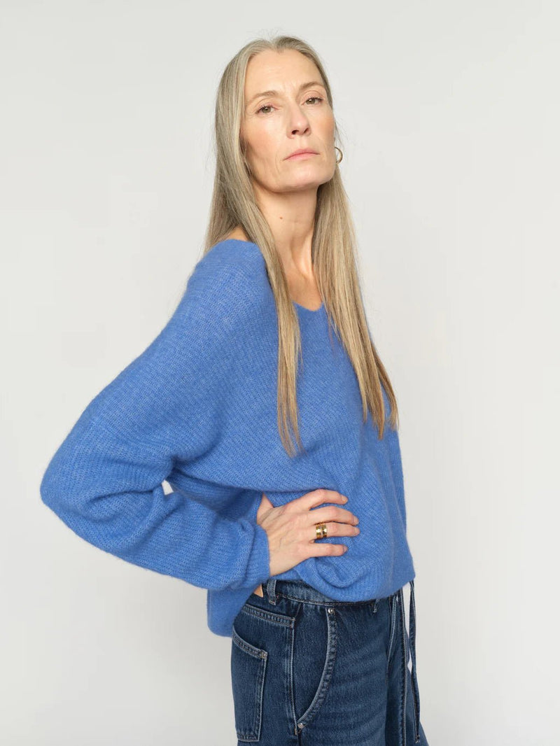 Mos Mosh MMThora V - Neck Knit in Ultramarine - Fifi & Moose BoutiqueFifi & Moose BoutiqueFifi & Moose BoutiqueClothing