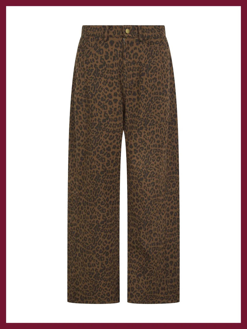 Nooki Ditta Leopard Barrel Leg jeans - Fifi & Moose BoutiqueFifi & Moose BoutiqueFifi & Moose BoutiqueJeans