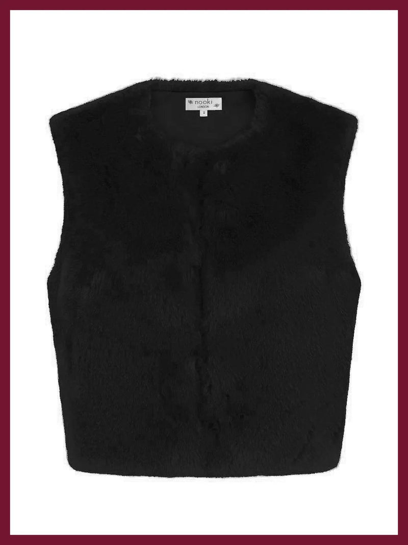 Nooki Edelweiss Faux Fur Gilet - Black - Fifi & Moose BoutiqueFifi & Moose BoutiqueFifi & Moose BoutiqueCoats & Jackets