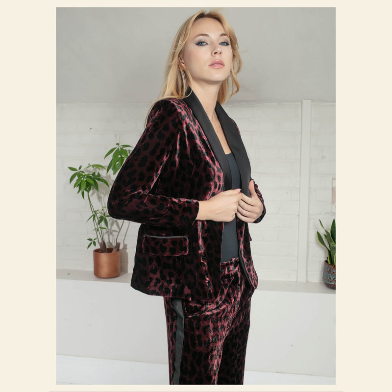 Nooki Sonia Tuxedo in Plum Leopard - Fifi & Moose BoutiqueFifi & Moose BoutiqueFifi & Moose BoutiqueCoats & Jackets