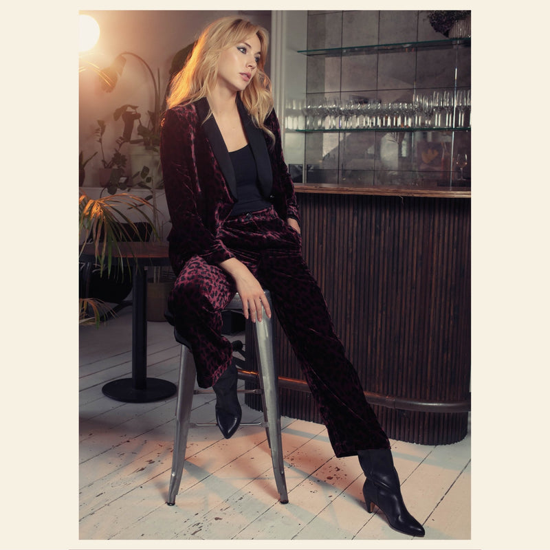 Nooki Sonia Tuxedo in Plum Leopard - Fifi & Moose BoutiqueFifi & Moose BoutiqueFifi & Moose BoutiqueCoats & Jackets
