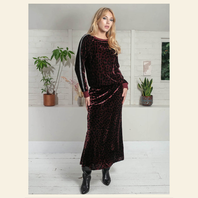 Nooki Tilda Bias Cut Skirt in Plum Leopard - Fifi & Moose BoutiqueFifi & Moose BoutiqueFifi & Moose BoutiqueClothing