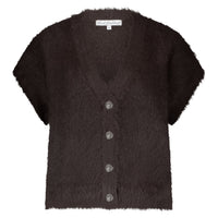 Red Button Sleeveless Fuzzy - Espresso - Fifi & Moose BoutiqueFifi & MooseFifi & Moose BoutiqueCardigans