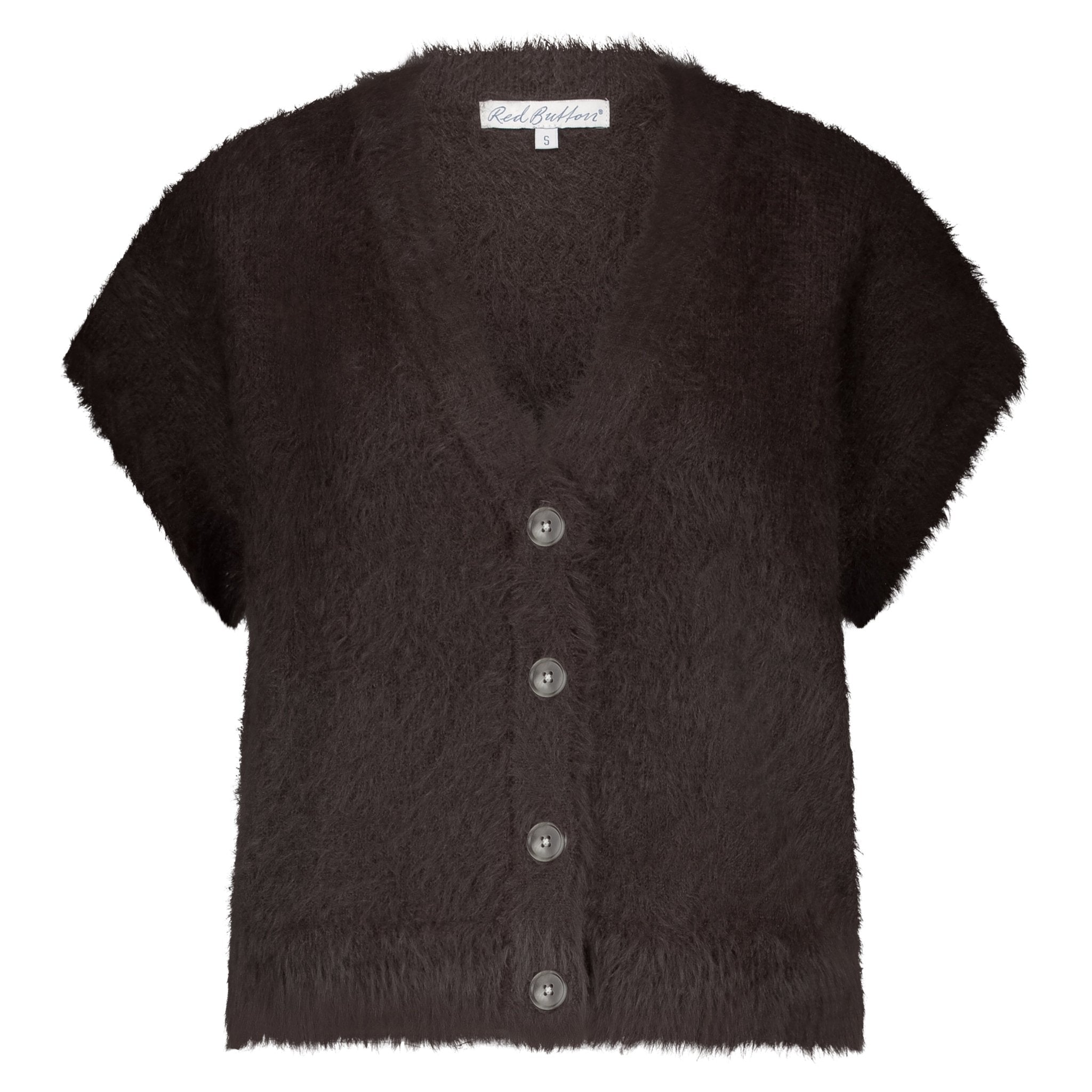 Red Button Sleeveless Fuzzy - Espresso - Fifi & Moose BoutiqueFifi & MooseFifi & Moose BoutiqueCardigans