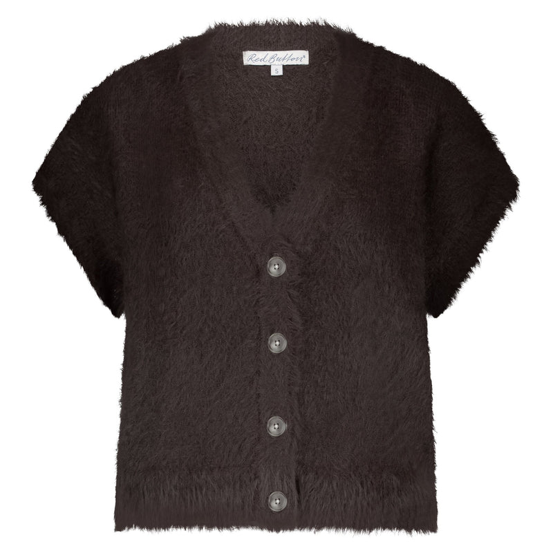 Red Button Sleeveless Fuzzy - Espresso - Fifi & Moose BoutiqueFifi & MooseFifi & Moose BoutiqueCardigans