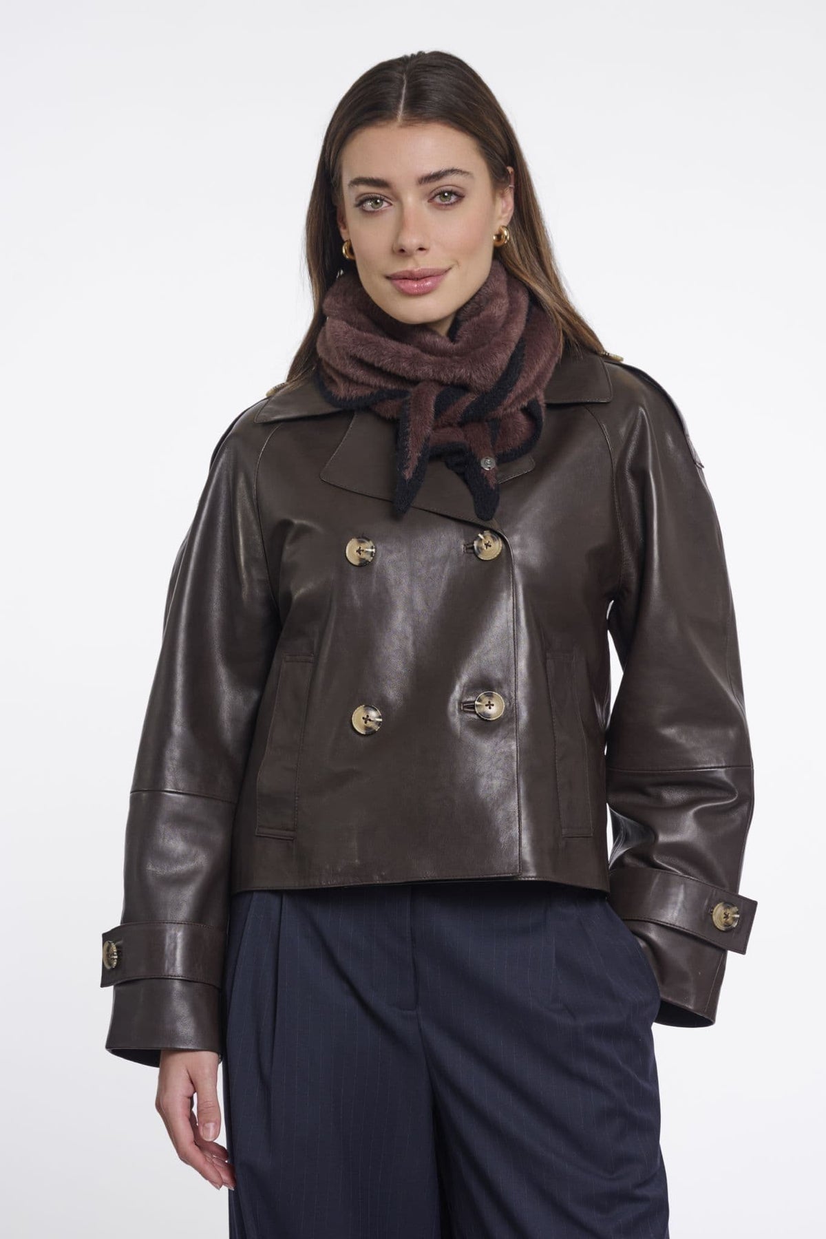 Rino & Pelle Heiko Triangle Scarf in Coffee black