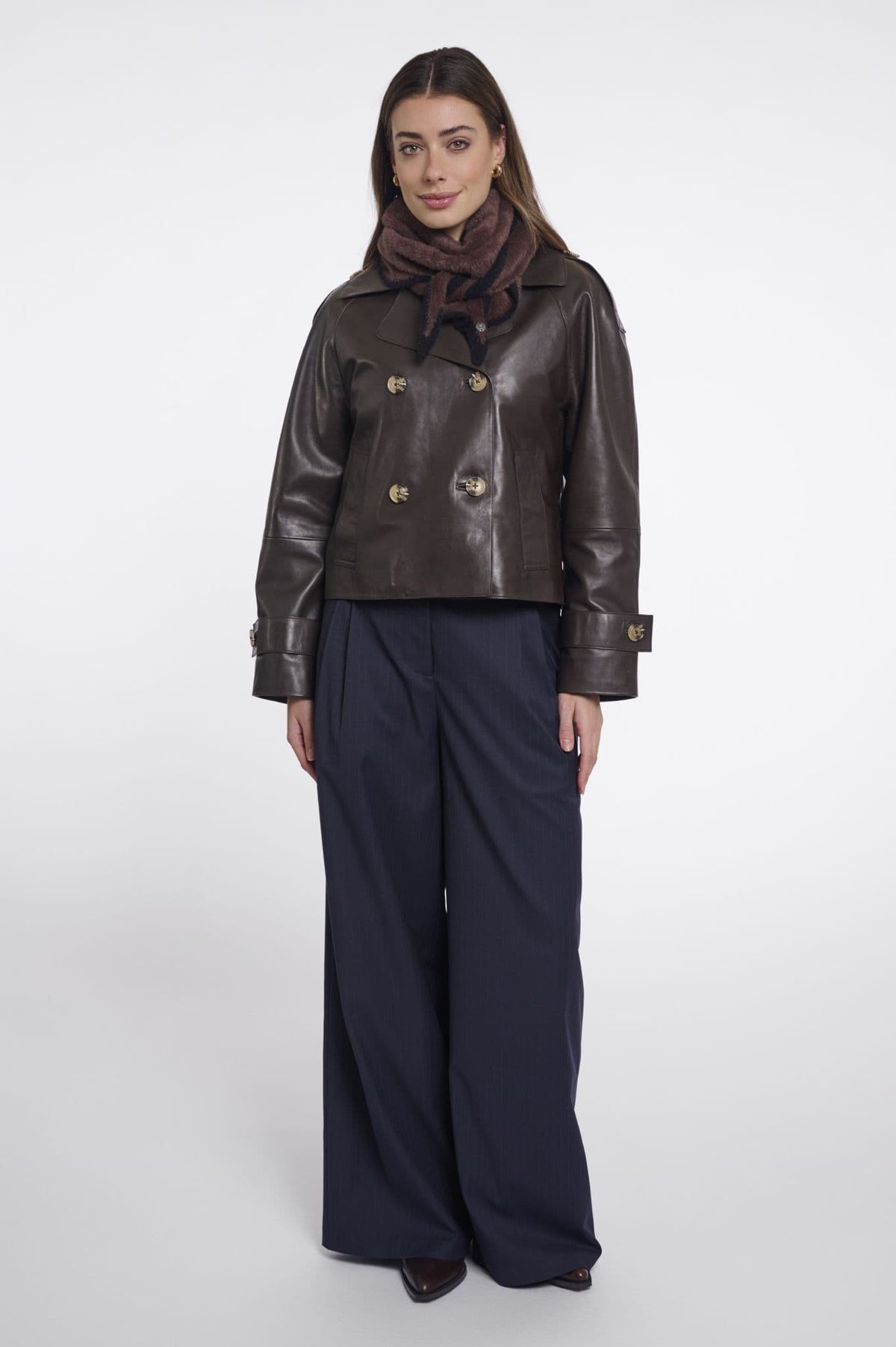 Rino & Pelle Heiko Triangle Scarf in Coffee black