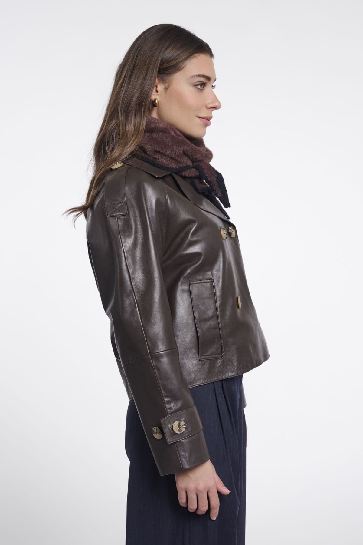 Rino & Pelle Heiko Triangle Scarf in Coffee black