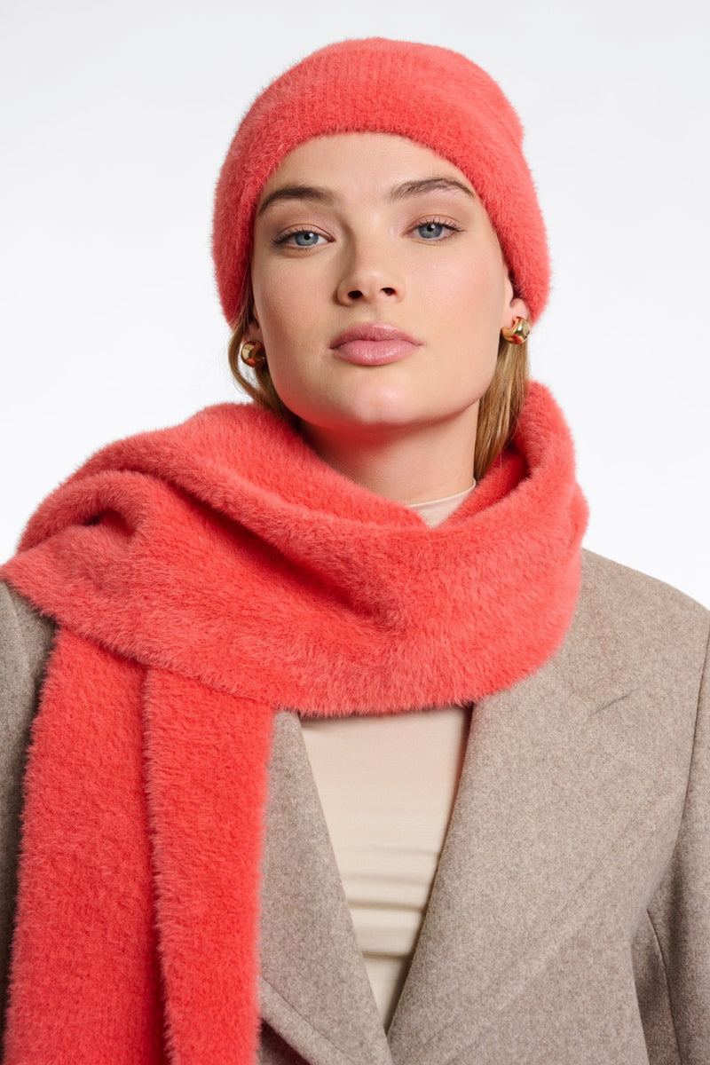 Rino & Pelle Knitted Nadine Beanie - Bright coral - Fifi & Moose BoutiqueFifi & Moose BoutiqueFifi & Moose BoutiqueKnit Hat
