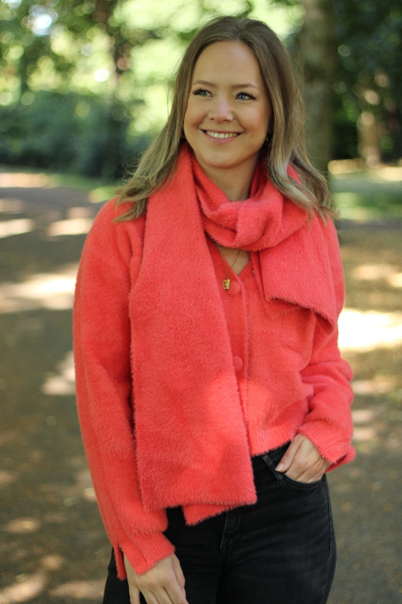 Rino & Pelle Leah Knitted Scarf - Bright Coral - Fifi & Moose BoutiqueFifi & Moose BoutiqueFifi & Moose BoutiqueScarf