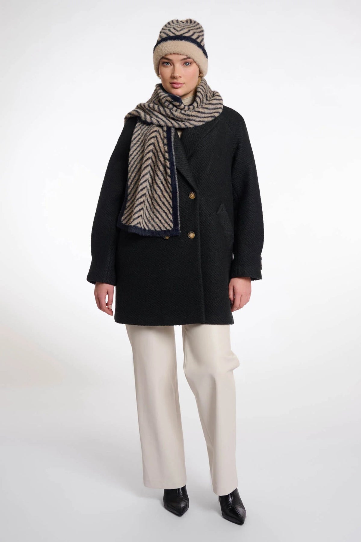 Rino & Pelle Neeltje Knitted scarf Oat Black - Fifi & Moose BoutiqueFifi & MooseFifi & Moose BoutiqueClothing