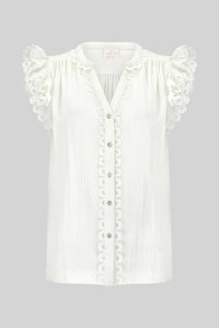 East Heritage Hera Frill Sleeve White Cotton Top - Fifi & Moose BoutiqueFifi & Moose BoutiqueFifi & Moose BoutiqueBlouse