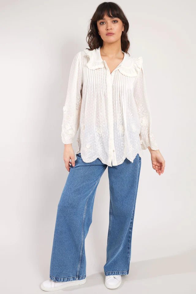 East Heritage Mengal White Embroidered Blouse - Fifi & Moose BoutiqueFifi & Moose BoutiqueFifi & Moose BoutiqueBlouse