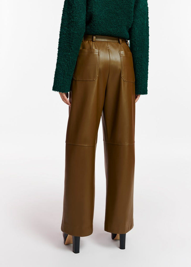 Essentiel Antwerp Encounter Khaki Faux Leather belted pants - Fifi & Moose BoutiqueFifi & MooseFifi & Moose BoutiquePants