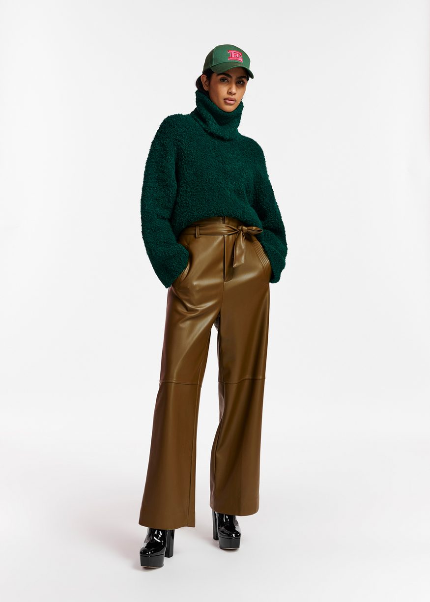 Essentiel Antwerp Encounter Khaki Faux Leather belted pants - Fifi & Moose BoutiqueFifi & MooseFifi & Moose BoutiquePants