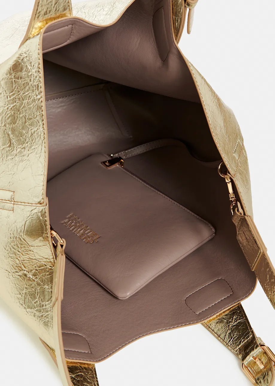 Essentiel Antwerp Fanny Gold metallic shopper bag - Fifi & Moose BoutiqueFifi & Moose BoutiqueFifi & Moose BoutiqueBag