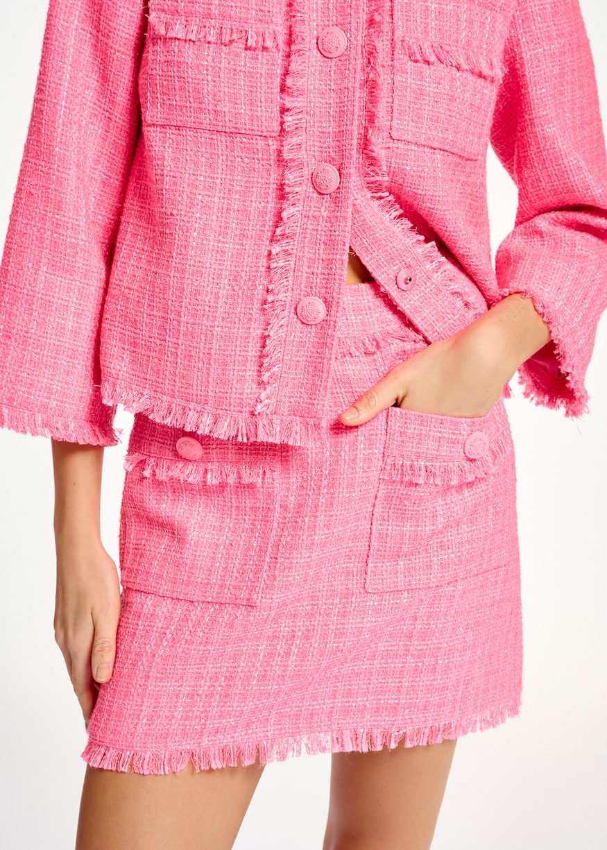 Essentiel Antwerp Neon Pink Tweed Mini Skirt - Fifi & Moose BoutiqueFifi & MooseFifi & Moose BoutiqueSkirt